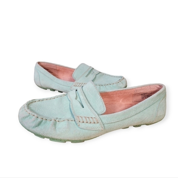 Cynthia Rowley Mint Green Suede Moccasin Driving Loafers Size 6.5 - Picture 17 of 17